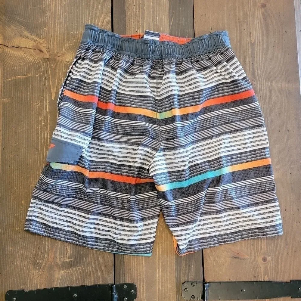 Men’s Speedo multi-color striped swim shorts board